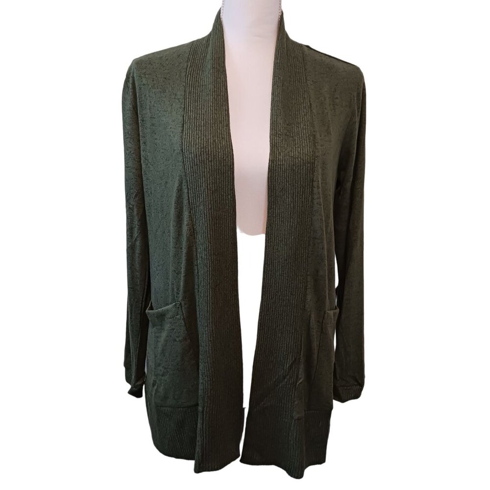 NEW Bobeau, Size S/P, Super Soft Green Heathered‎ Open Front Cardigan Sweater